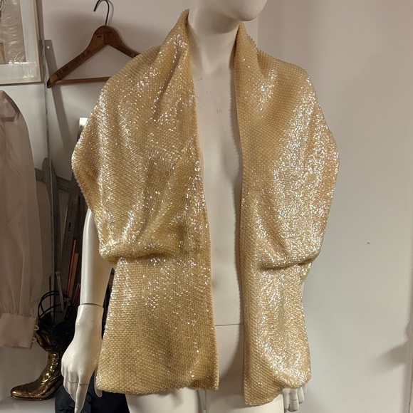 50s Cream Sequin Shawl/Scarf